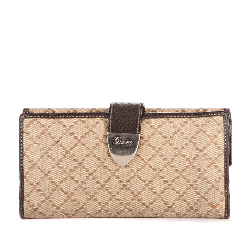 Portefeuille Continental Beige Toile Diamant