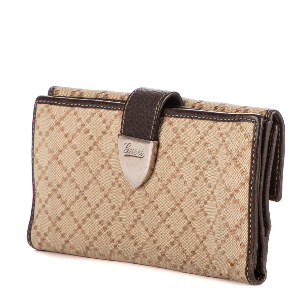 Portefeuille Continental Beige Toile Diamant