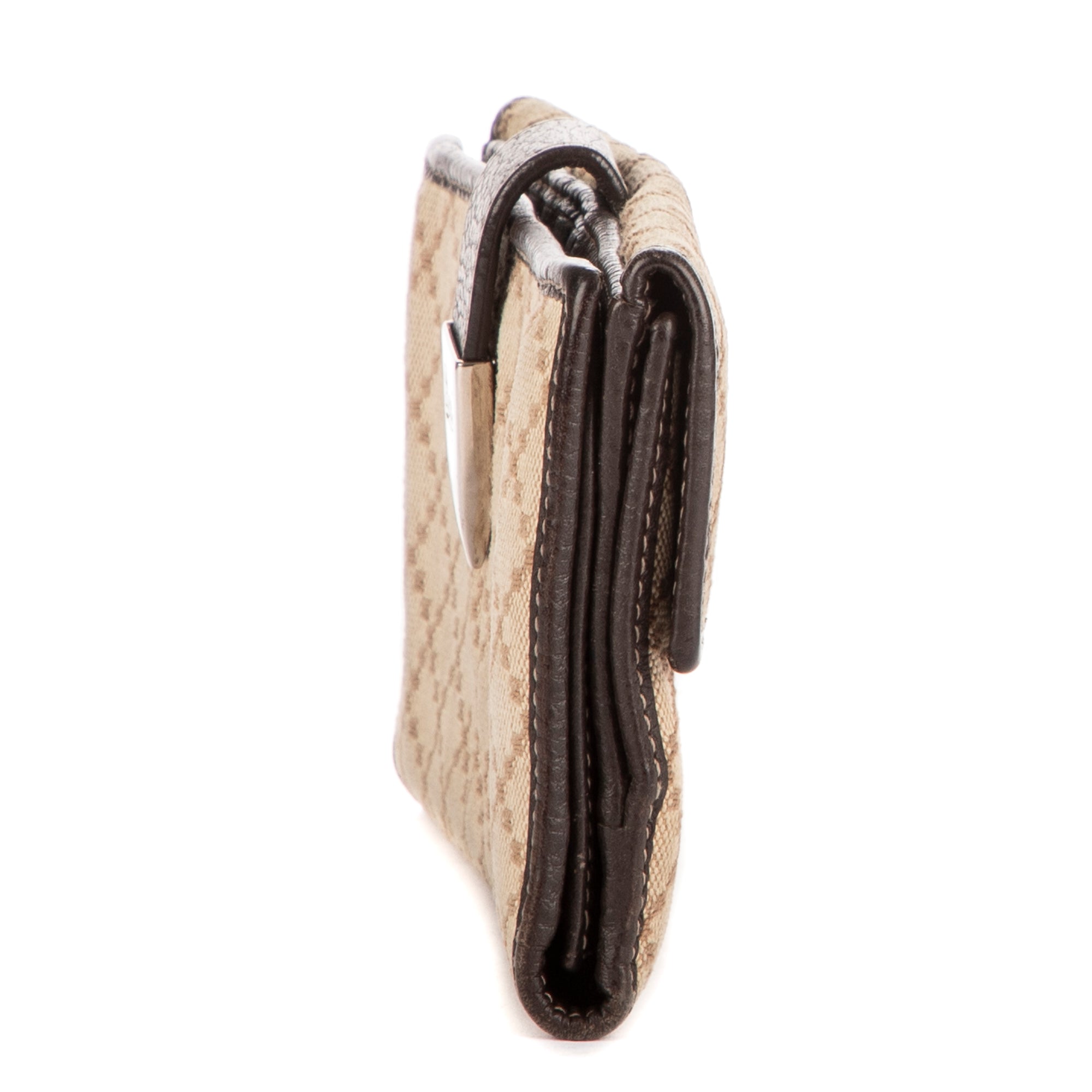 Billetera cartera continental de lona con diamantes beige