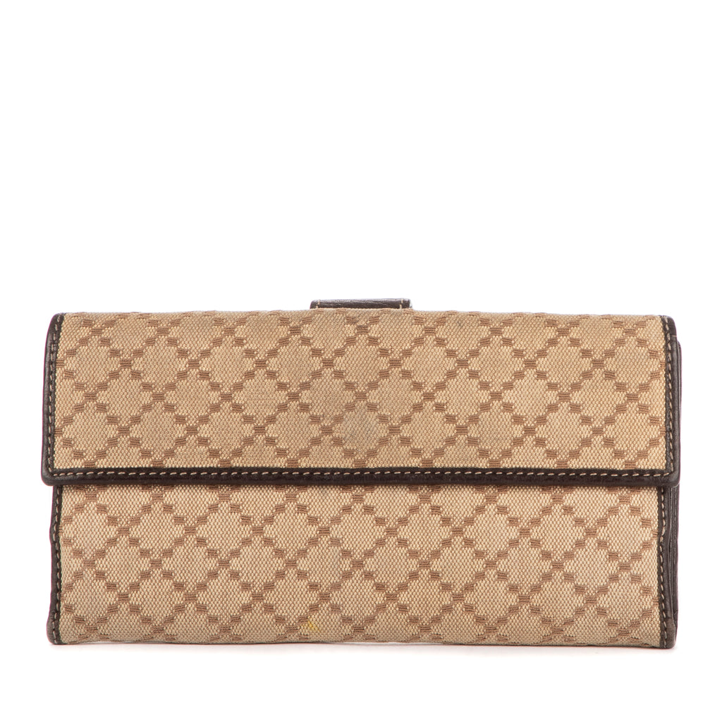 Portefeuille Continental Beige Toile Diamant