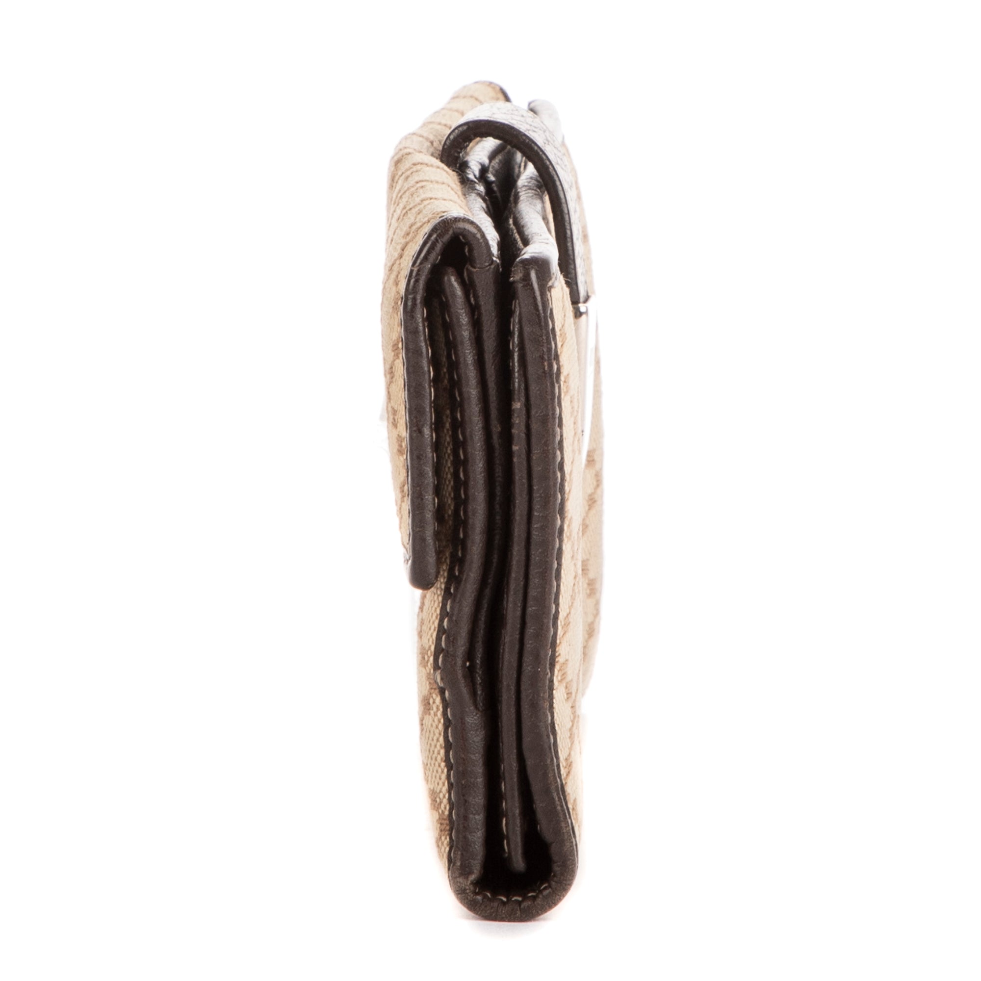 Billetera cartera continental de lona con diamantes beige