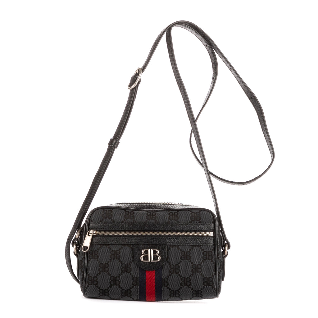 Shoulder Bag Hacker Project Ophidia Navy Blue Monogram Jacquard Canvas