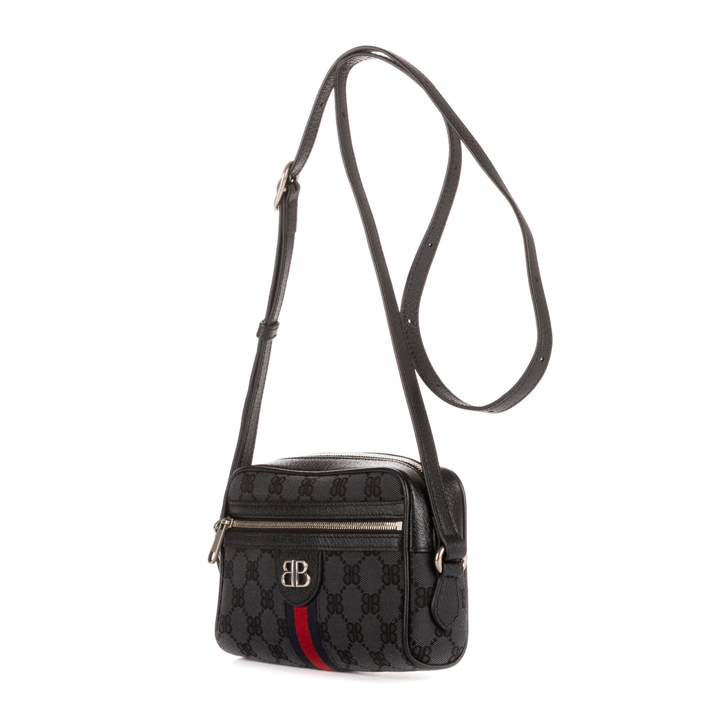 Shoulder Bag Hacker Project Ophidia Navy Blue Monogram Jacquard Canvas