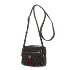 Shoulder Bag Hacker Project Ophidia Navy Blue Monogram Jacquard Canvas