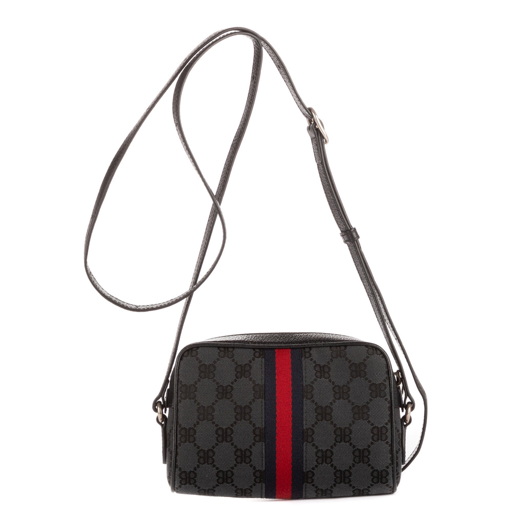 Shoulder Bag Hacker Project Ophidia Navy Blue Monogram Jacquard Canvas