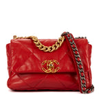 Handbag Classic 19 Flap Red Calfskin Quilted Leather