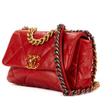 Handbag Classic 19 Flap Red Calfskin Quilted Leather