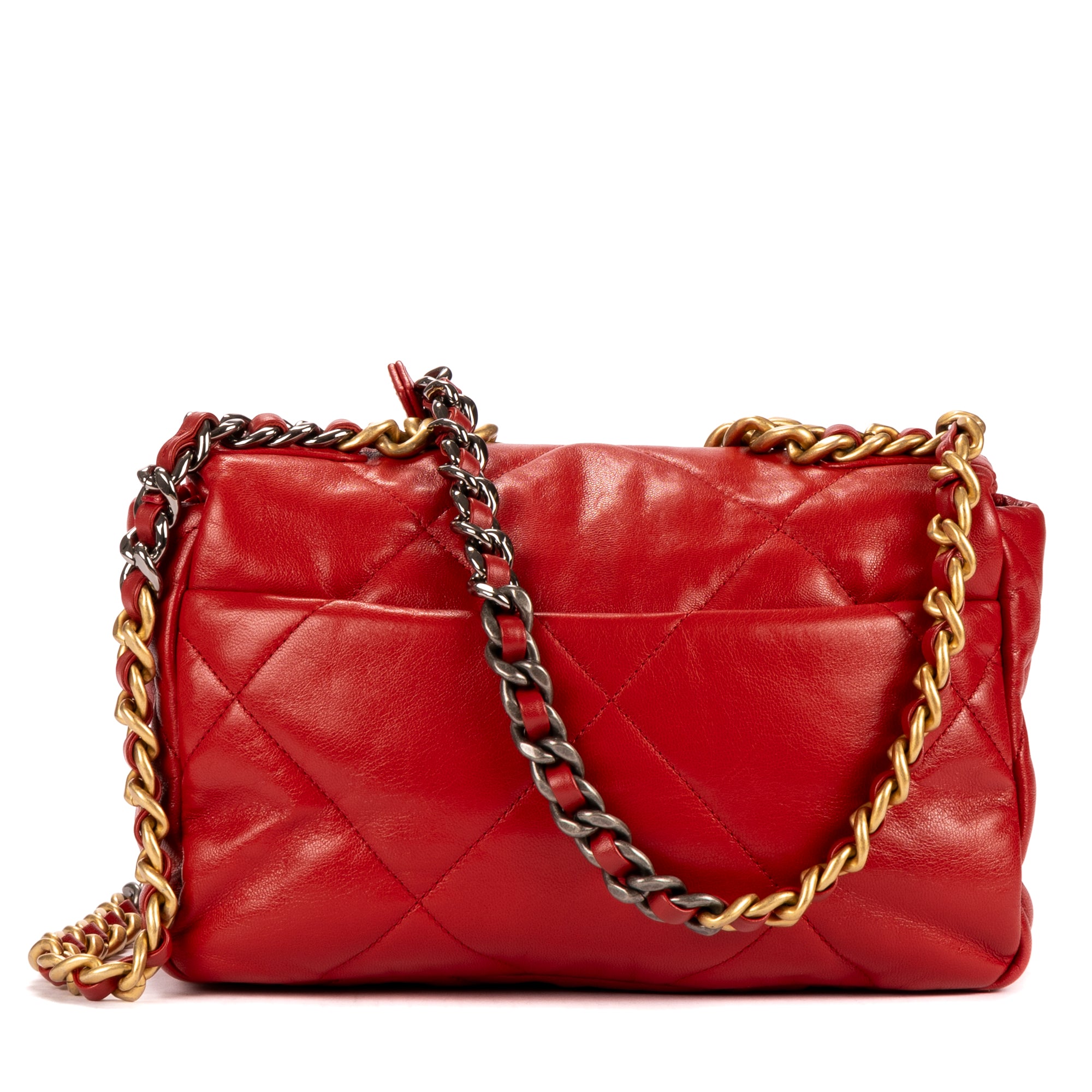 Handbag Classic 19 Flap Red Calfskin Quilted Leather