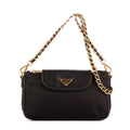 Sac à Bandoulière Chaîne Pochette Croisée Nylon Toile Noir