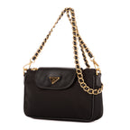 Sac à Bandoulière Chaîne Pochette Croisée Nylon Toile Noir