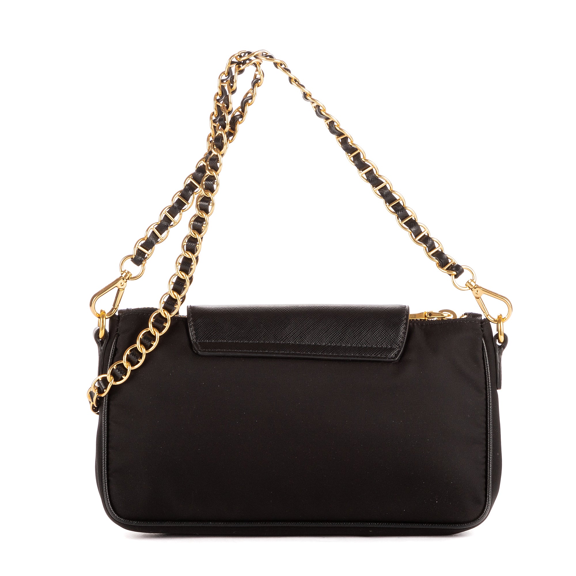 Shoulder Bag Chain Crossbody Pouch Black Nylon Canvas