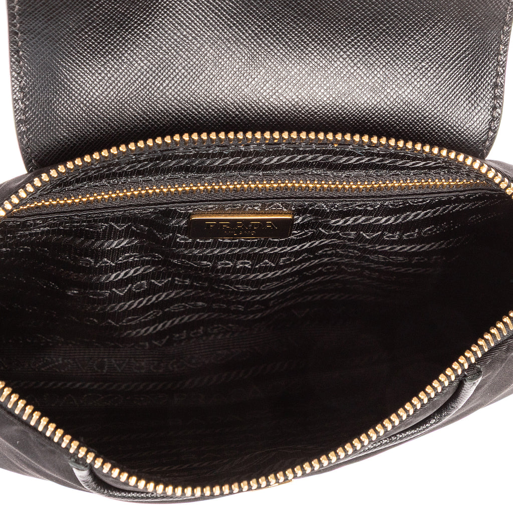 Sac à Bandoulière Chaîne Pochette Croisée Nylon Toile Noir