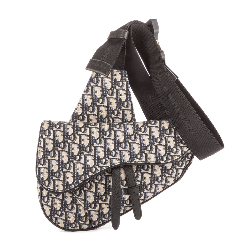 Bolso de hombro Dior Homme Saddle Crossbody Bag Lona Diorissimo Oblique azul oscuro