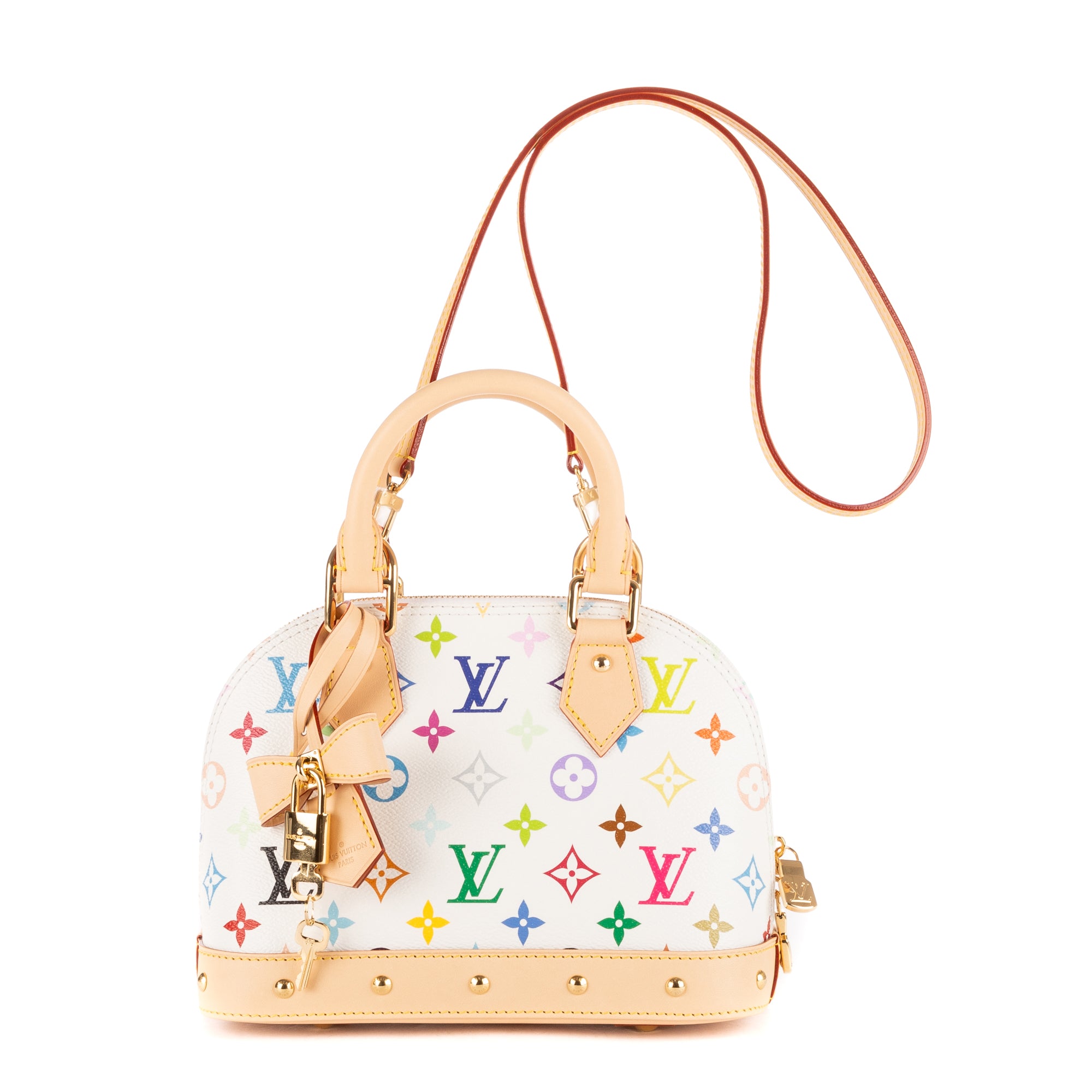 Handbag Ltd. Ed. Takashi Murakami Multicolore Alma BB White Monogram Multicolore