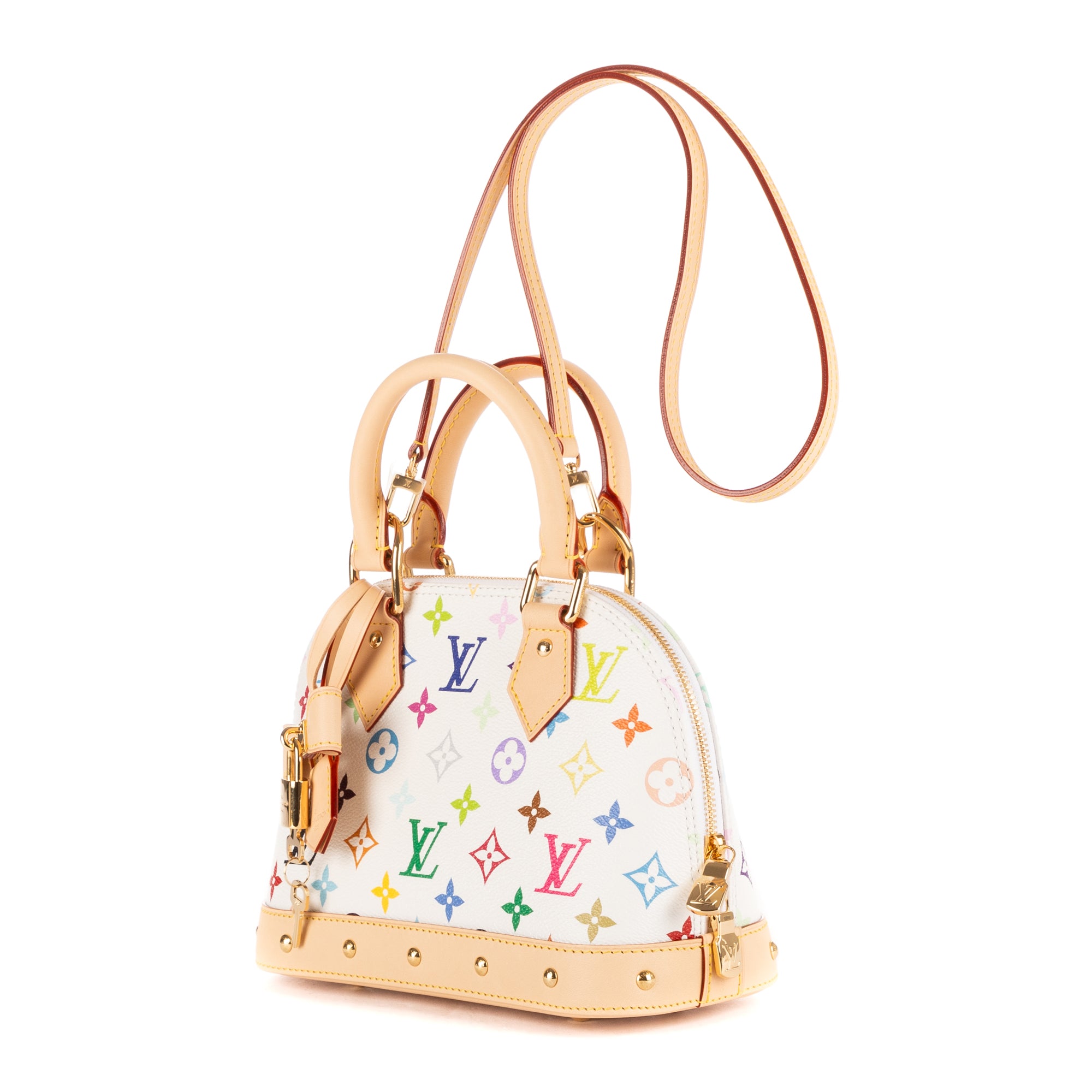 Handbag Ltd. Ed. Takashi Murakami Multicolore Alma BB White Monogram Multicolore