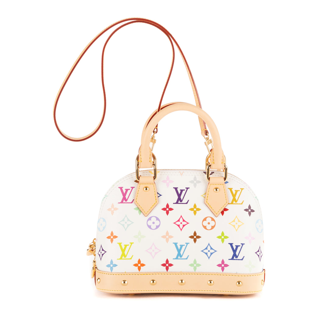 Handbag Ltd. Ed. Takashi Murakami Multicolore Alma BB White Monogram Multicolore