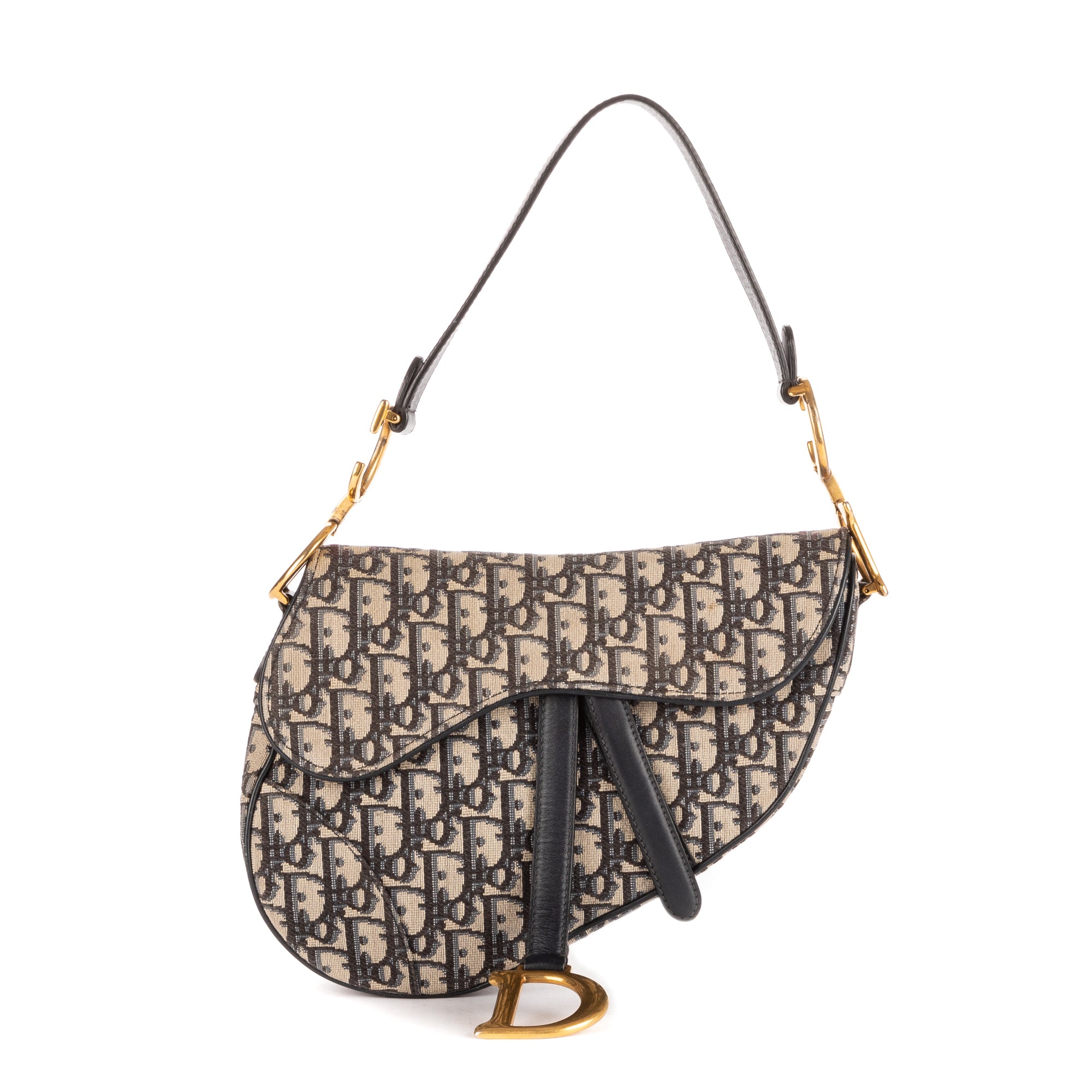 Shoulder Bag Saddle Oblique Blue Monogram Canvas