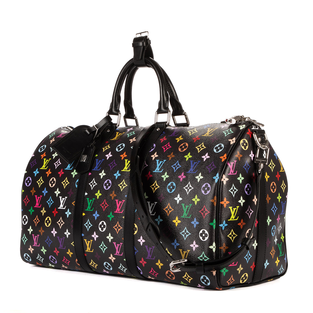 Bolso de viaje Re-Edition Takashi Murakami Multicolore Keepall 50 Monogram Multicolore negro