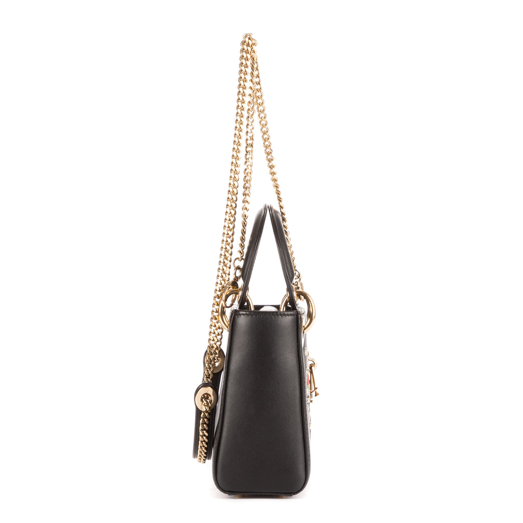 Shoulder Bag Ltd. Ed. Niki de Saint Phalle Lady Mini Black Heart-shaped Sequin-embellished leather