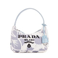 Shoulder Bag Re-Edition Drill Mini Blue Embroidery Canvas