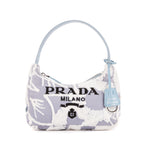 Shoulder Bag Re-Edition Drill Mini Blue Embroidery Canvas