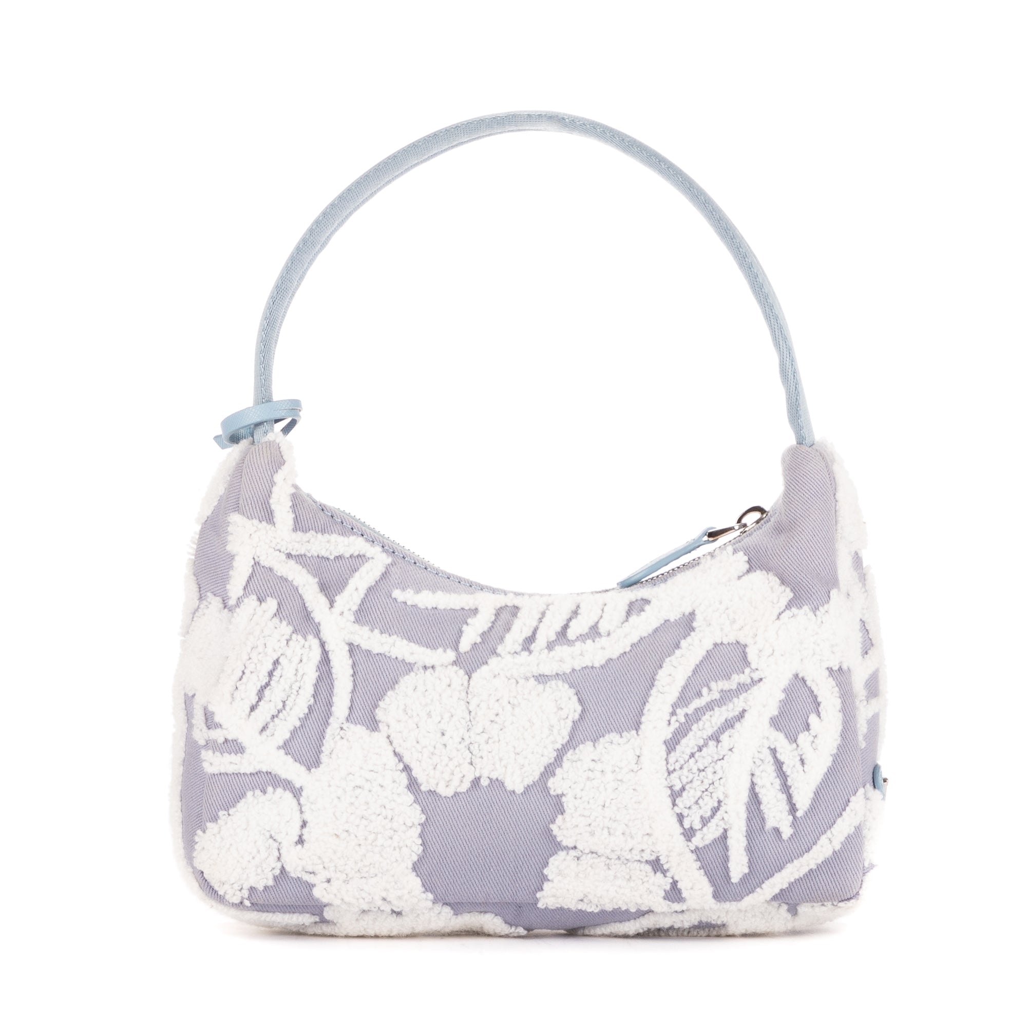 Shoulder Bag Re-Edition Drill Mini Blue Embroidery Canvas