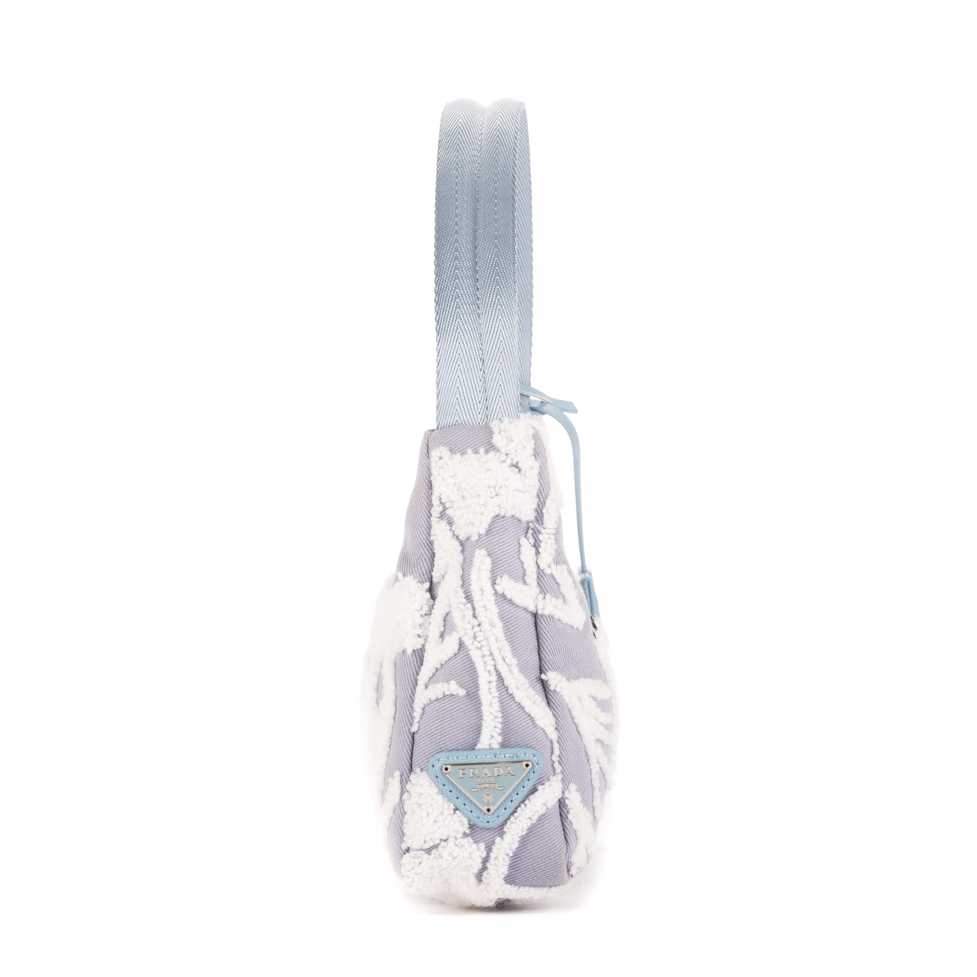 Shoulder Bag Re-Edition Drill Mini Blue Embroidery Canvas