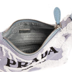 Shoulder Bag Re-Edition Drill Mini Blue Embroidery Canvas