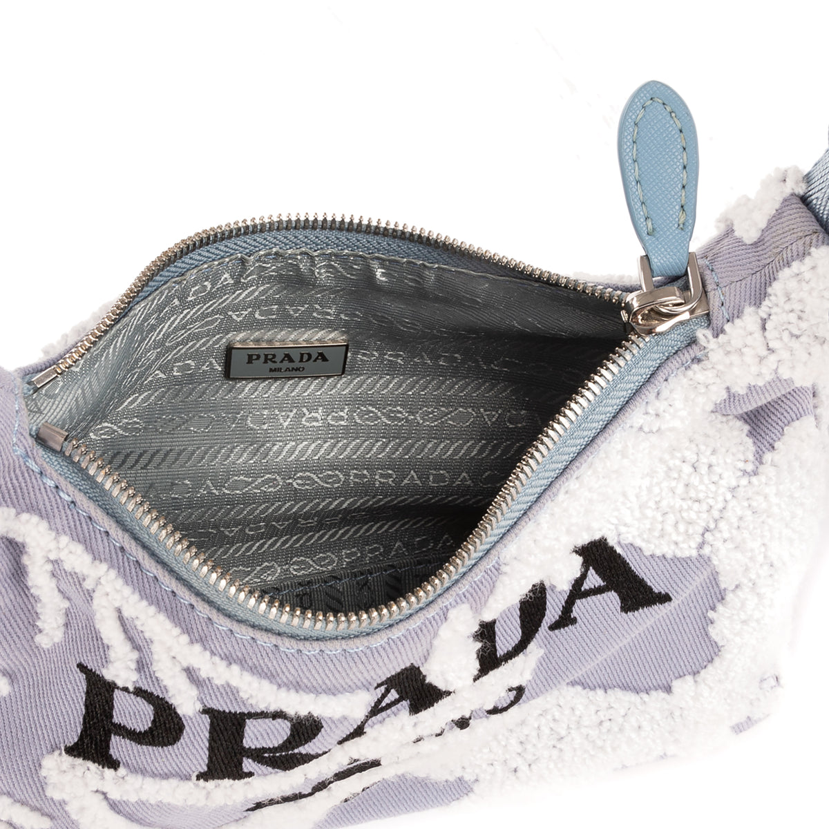 Shoulder Bag Re-Edition Drill Mini Blue Embroidery Canvas
