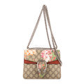 Bolso de hombro Floral Dionysus Cadena Bandolera Mini Beige Supreme Lona/Piel de Ante