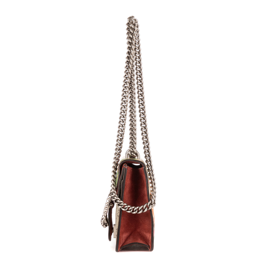 Bolso de hombro Floral Dionysus Cadena Bandolera Mini Beige Supreme Lona/Piel de Ante