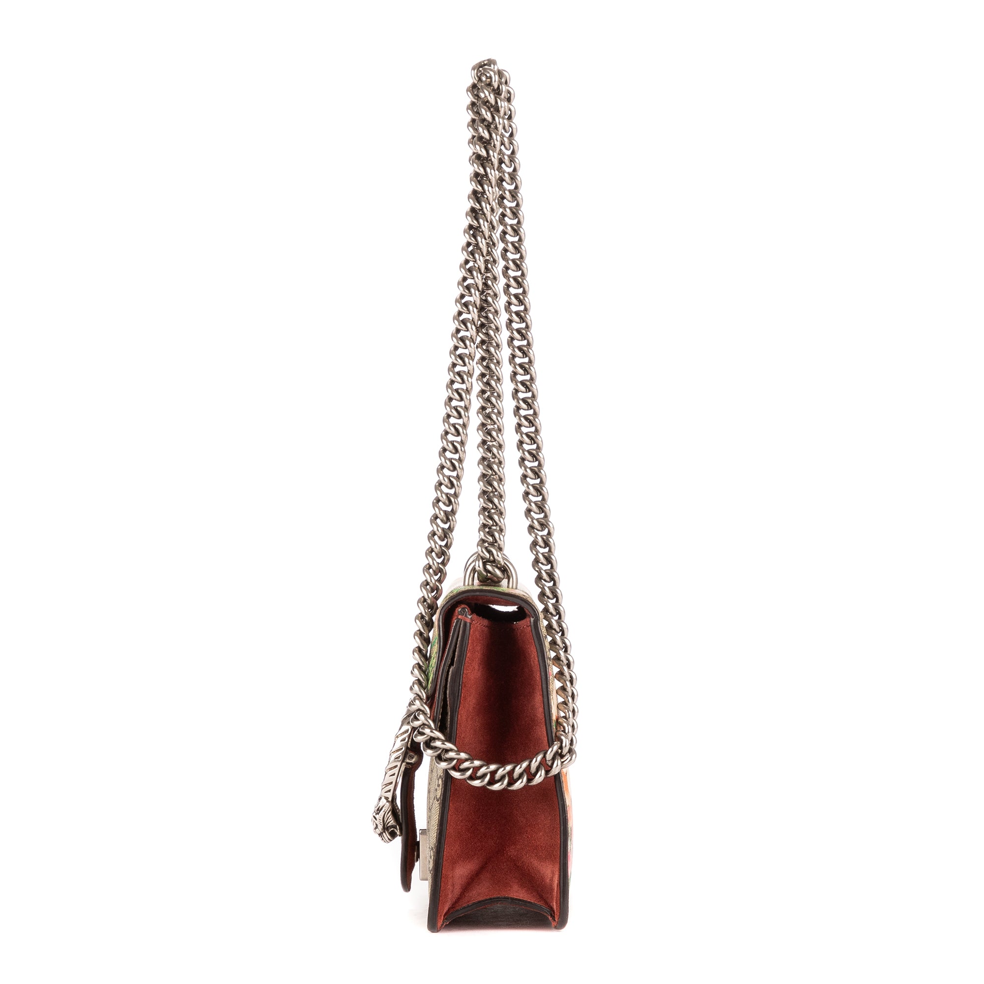 Bolso de hombro Floral Dionysus Cadena Bandolera Mini Beige Supreme Lona/Piel de Ante