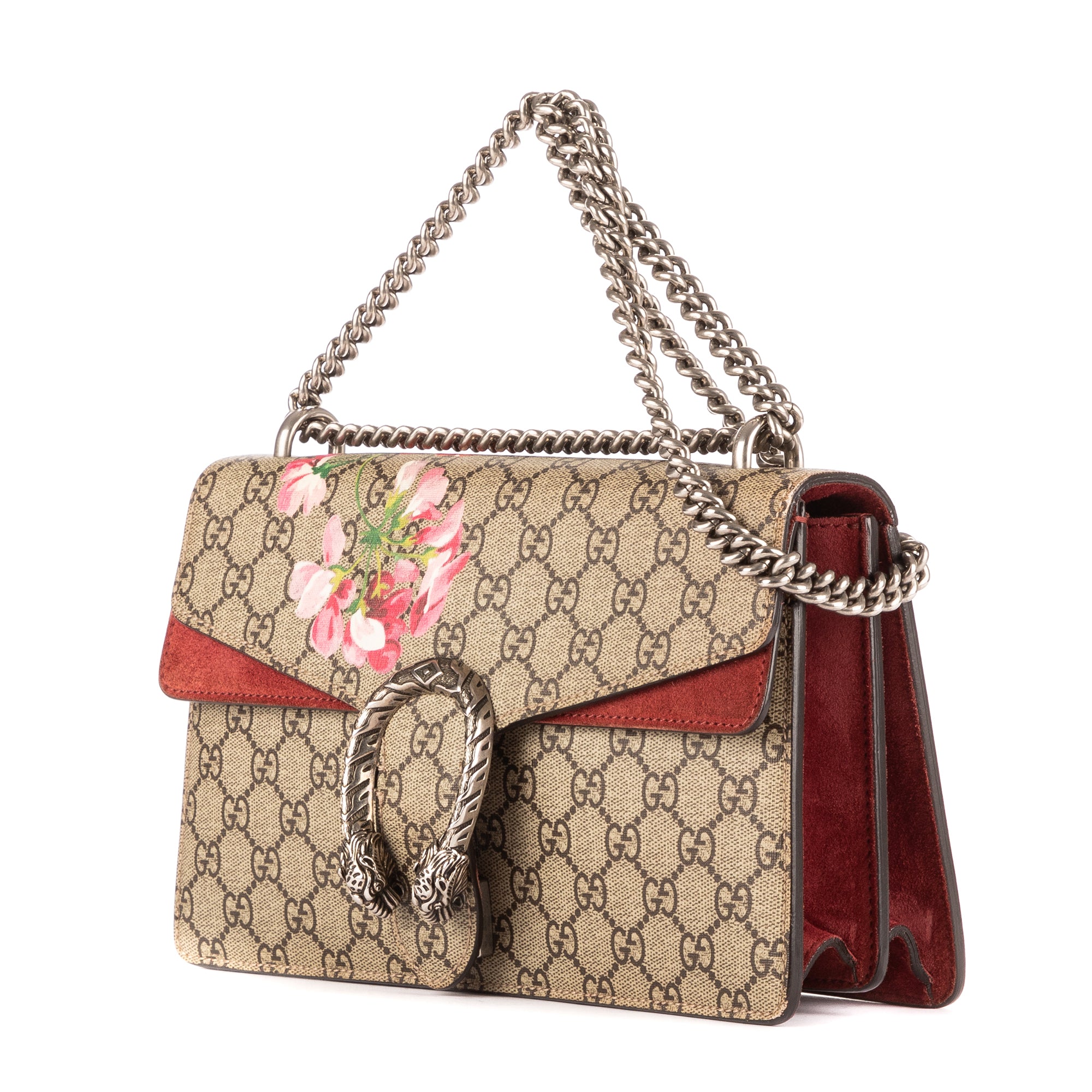 Bolso de hombro Dionysus Floral Cadena Cruzada Pequeño Beige Supreme Lona Estampada/Piel de Ante