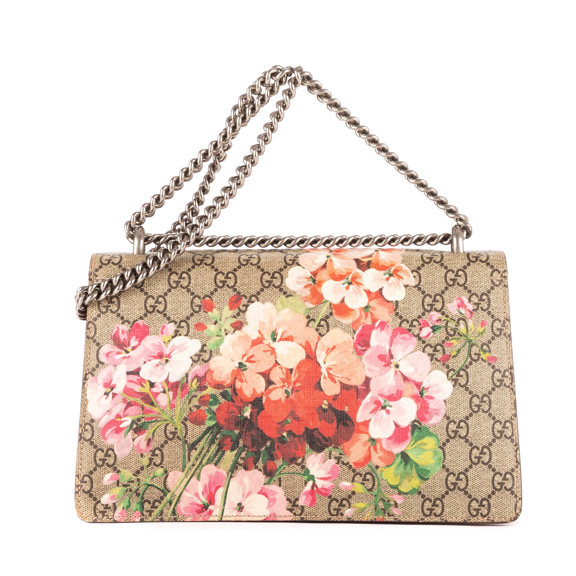 Bolso de hombro Dionysus Floral Cadena Cruzada Pequeño Beige Supreme Lona Estampada/Piel de Ante