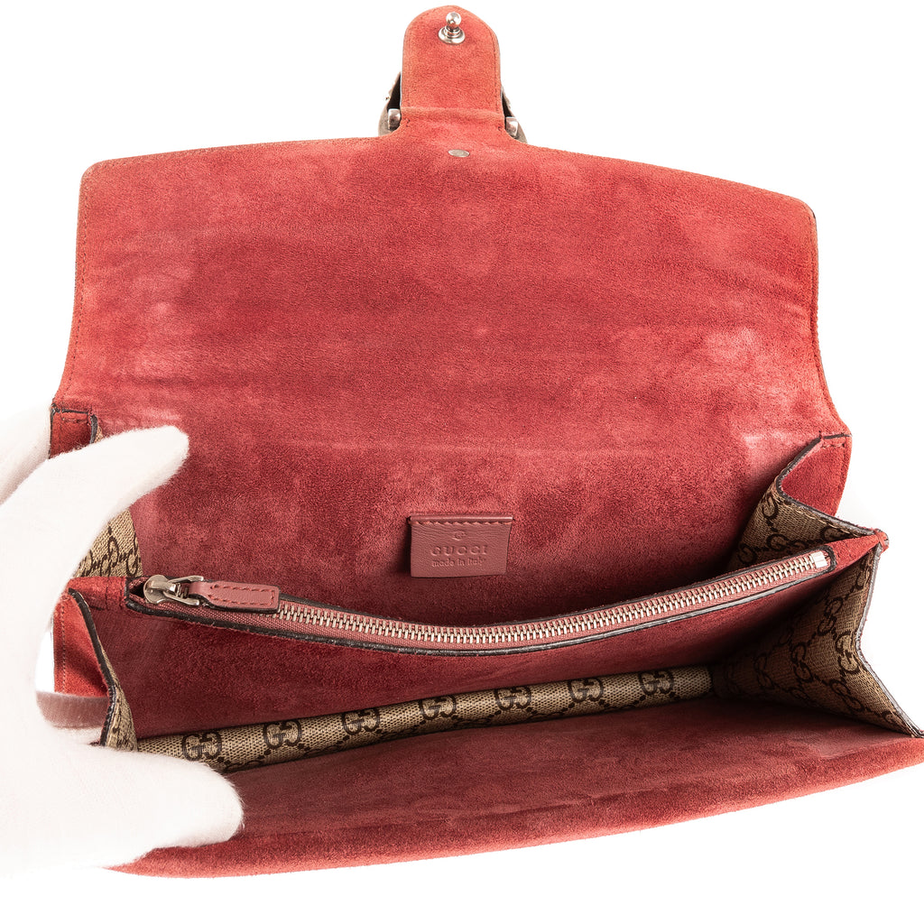 Bolso de hombro Dionysus Floral Cadena Cruzada Pequeño Beige Supreme Lona Estampada/Piel de Ante