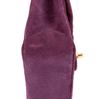 Shoulder Bag Rare Mini Suede Square Flap Purple Suede Quilted Leather