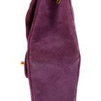 Shoulder Bag Rare Mini Suede Square Flap Purple Suede Quilted Leather