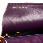 Shoulder Bag Rare Mini Suede Square Flap Purple Suede Quilted Leather
