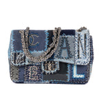 Chanel - Édition Limitée Grand Sac Classique à Rabat Patchwork - Bleu Denim