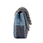 Chanel - Édition Limitée Grand Sac Classique à Rabat Patchwork - Bleu Denim