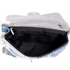 Chanel - Édition Limitée Grand Sac Classique à Rabat Patchwork - Bleu Denim