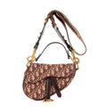 Sac à bandoulière Mini Saddle Oblique toile oblique Diorissimo bordeaux