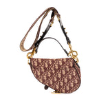 Sac à bandoulière Mini Saddle Oblique toile oblique Diorissimo bordeaux