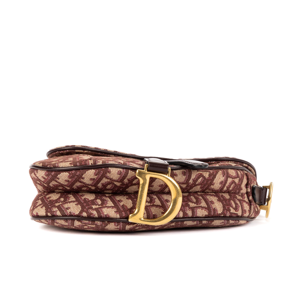 Sac à bandoulière Mini Saddle Oblique toile oblique Diorissimo bordeaux