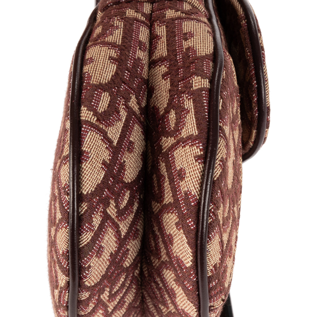 Sac à bandoulière Mini Saddle Oblique toile oblique Diorissimo bordeaux