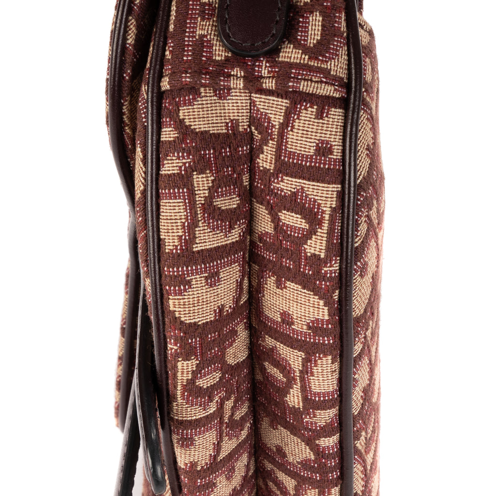 Sac à bandoulière Mini Saddle Oblique toile oblique Diorissimo bordeaux