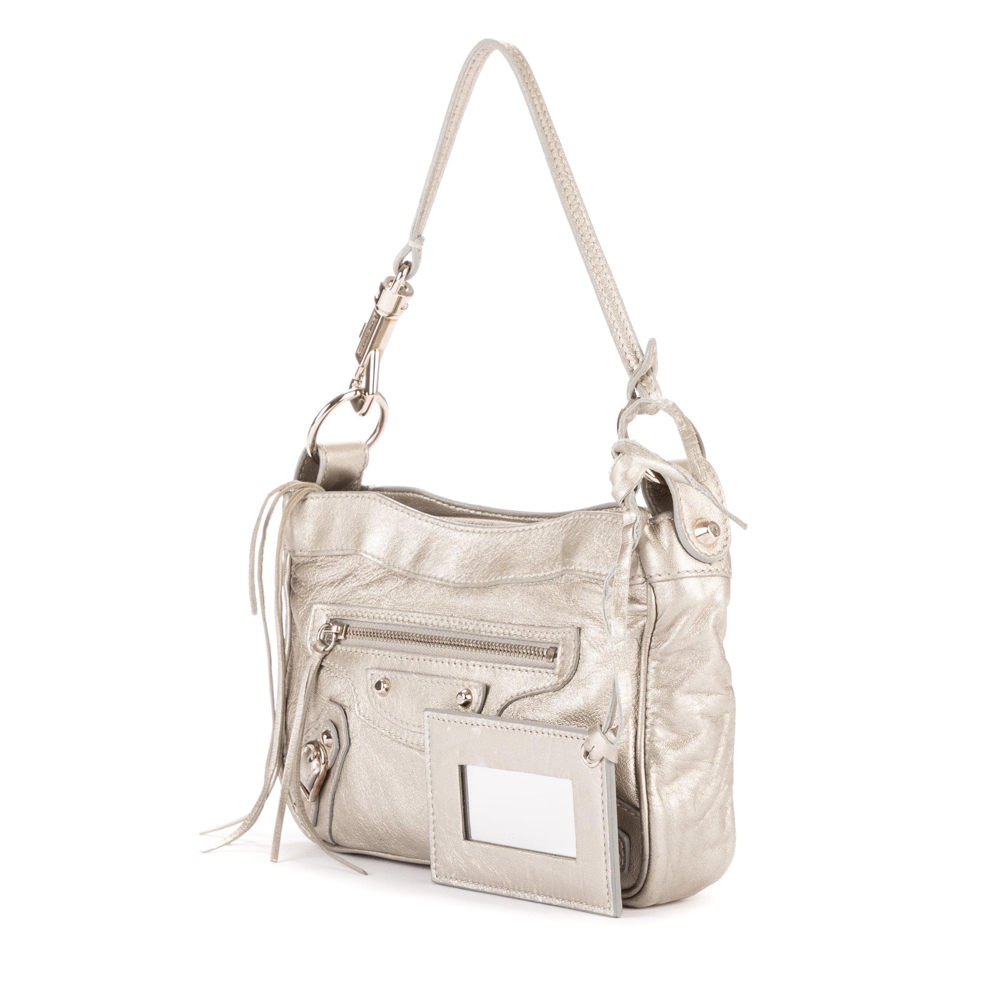 Shoulder Bag Hip Crossbody Silver Calfskin leather