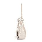 Bolso de hombro/cruzado de piel de becerro plateada