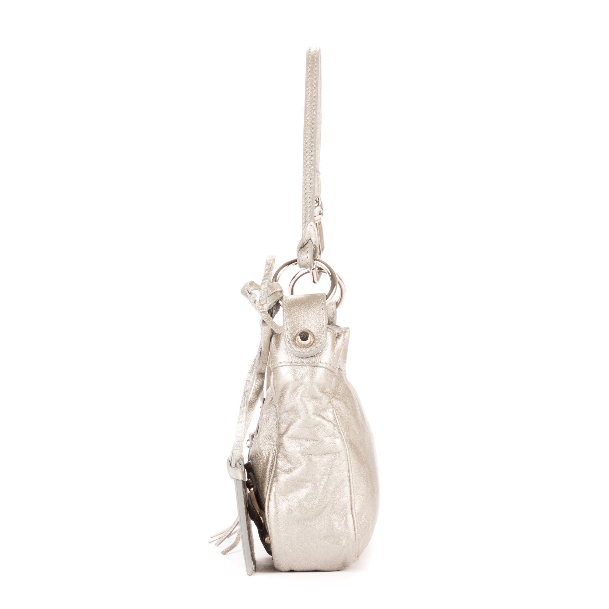 Shoulder Bag Hip Crossbody Silver Calfskin leather