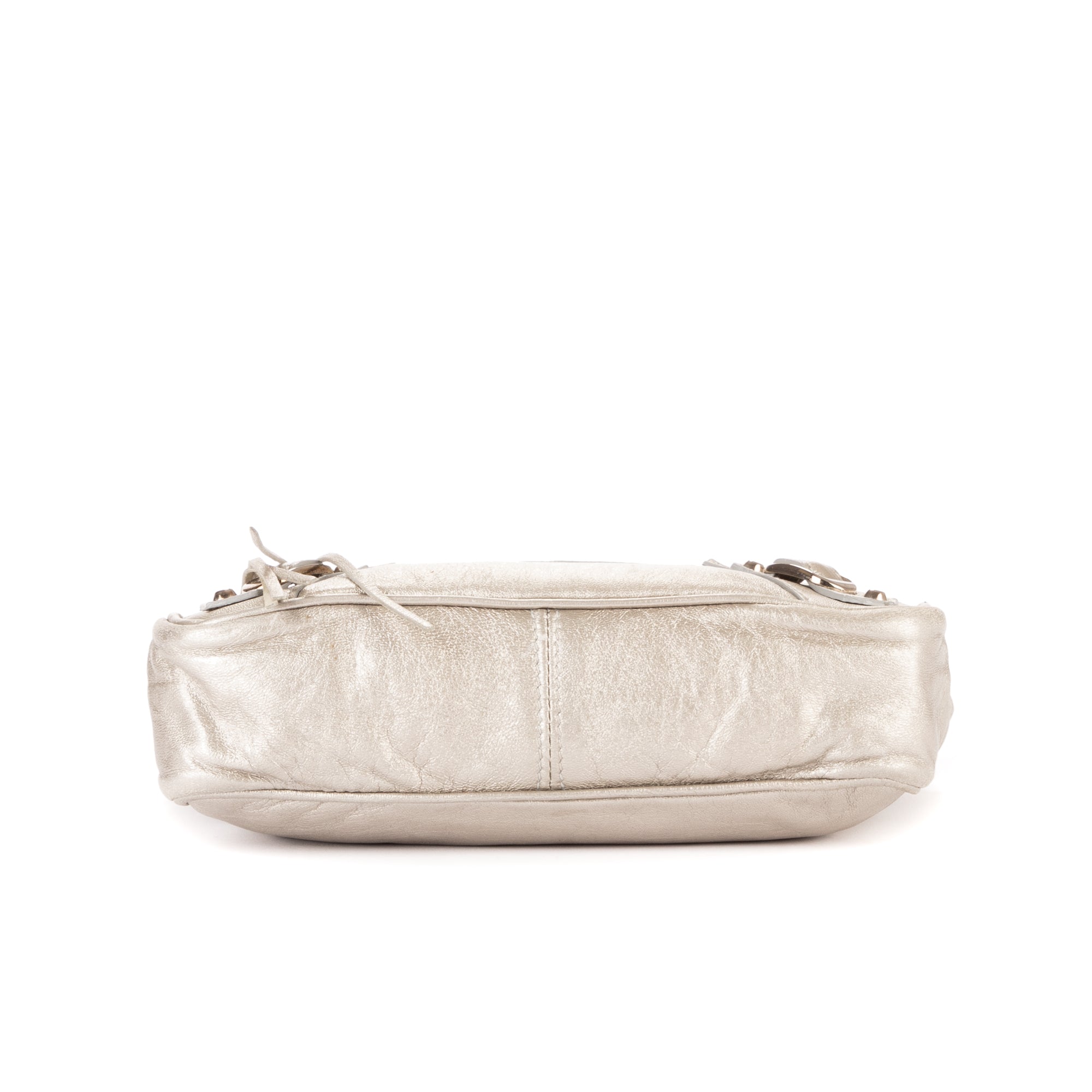 Bolso de hombro/cruzado de piel de becerro plateada